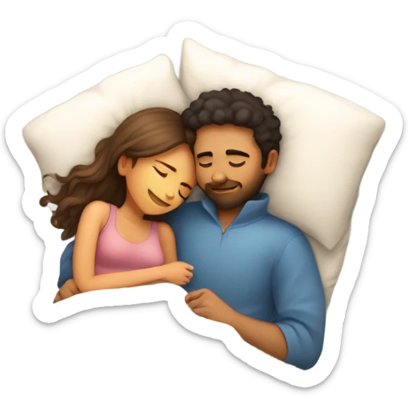 Make a doodle of a guy and a girl sleeping and cuddling in bed and show a label of name by TANISH AND HIMANSHI sticker