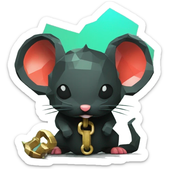 Black red gold green cyan rusty grunge effect scratched patina rat mouse puppy scorpion tail stinger gangsta gangster pixel 3d render low poly sticker