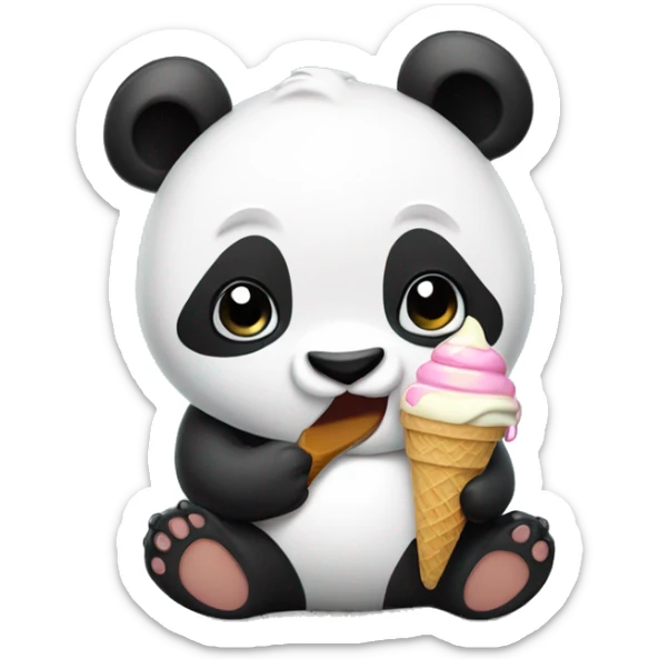 Panda eating ice cream sticker