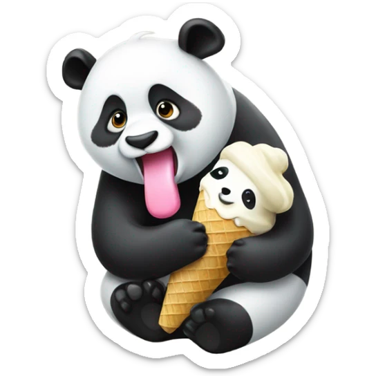 Panda eating ice cream sticker