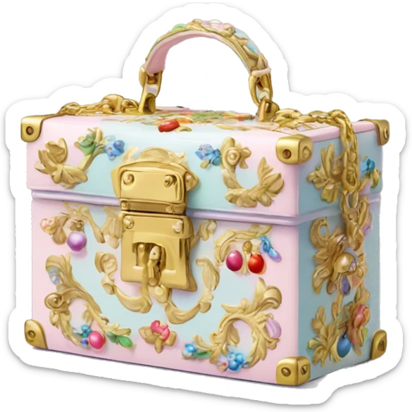 Dolce and Gabbana small box bag with colourful pastel ornament and golden detais  sticker