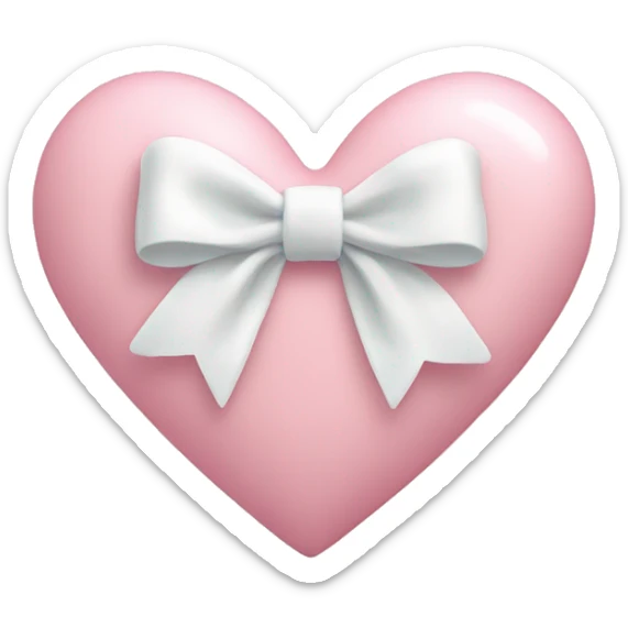 Pastel pink heart with white bow sticker