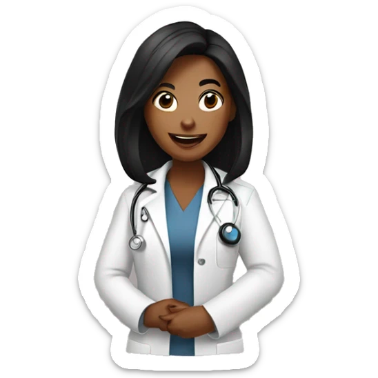 A female doctor with black hair Recording podcast sticker