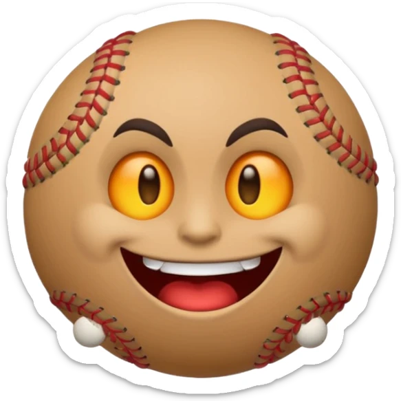 I want a emoji of a emoji with a evil smile throwing a baseball very hard sticker