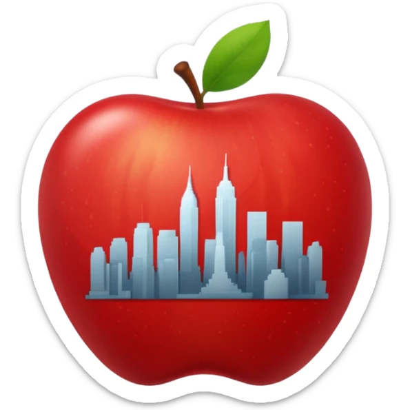 Manzana con el nombre de New York dentro pero aesthetic, que ocupe toda la manzana sticker