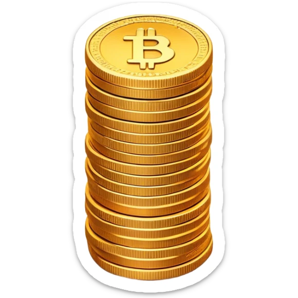 Clash of Clans aesthetic: Cinematic Playful Pixel 3D Coin Stack Portrait Emoji, rendered in a 3D vector-style similar to standard emojis with minimal shading and bold, simplified shapes. A compact, distinct form with signature details, softly glowing with a pixelated adventure charm. Simplified yet unmistakably iconic, highly detailed and consistent, glowing with a soft radiance and high shine. Stylized with a touch of classic pixel-art charm and a soft glowing outline, capturing the essence of a beloved gaming relic with a friendly, playful manner! sticker