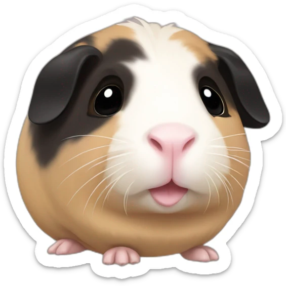 all beige body, black ear and black nose, black hands and black foot guinea pig sticker