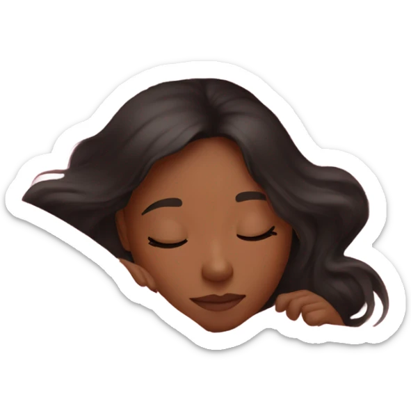 Pretty girl sleeping in pink sheets with brown skin and black hair  sticker