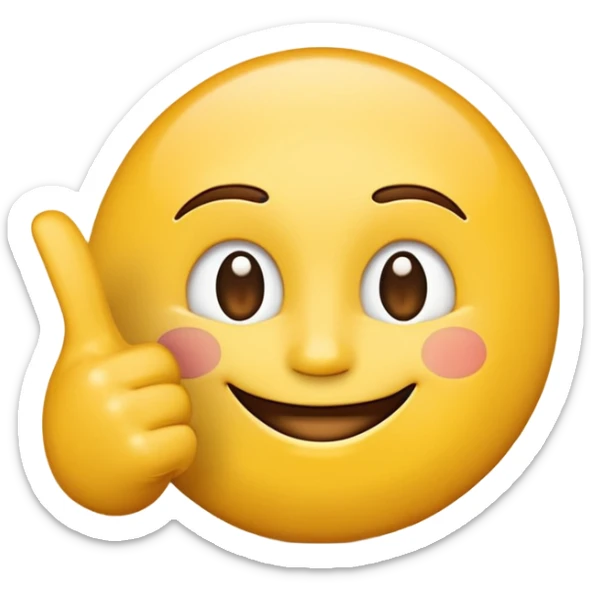  A small cartoon-style emoji illustration, transparent background, of a round yellow face (classic emoji style) smiling and making the JUL hand sign (both hands forward, fingers spread in a stylized “👐🤟” shape). Simple, clear, and recognizable like an official emoji. sticker