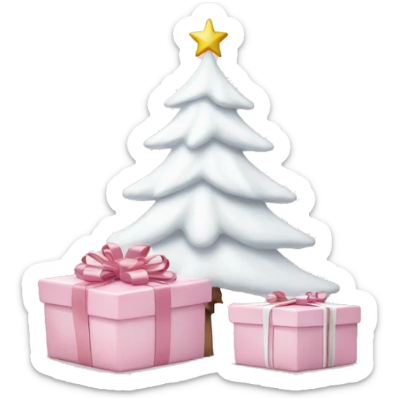 Light pink Christmas gifts under a white Christmas tree  sticker