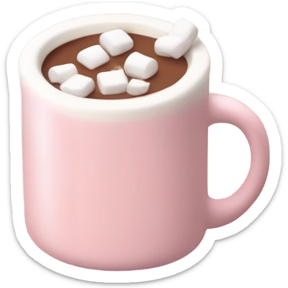Light Pink mug of hot chocolate with marshmallows  sticker