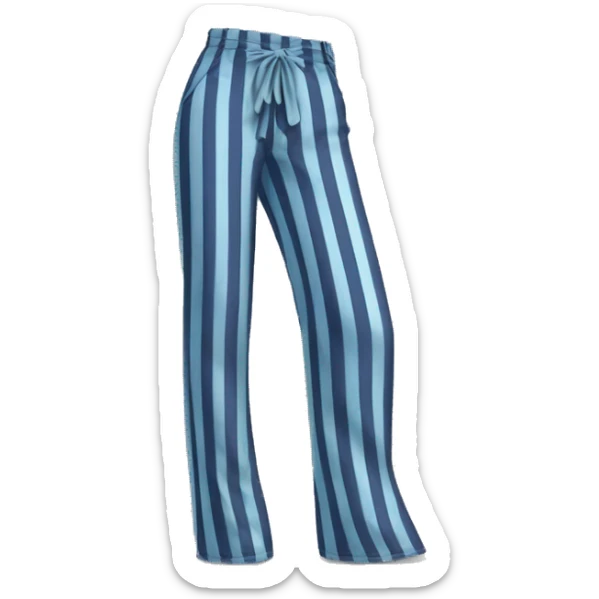 Realistic isolated pair of navy blue and pastel blue long fashion vertical striped pants. sticker