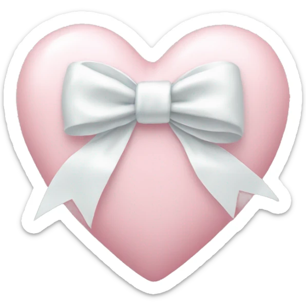 Pastel pink heart with white bow sticker