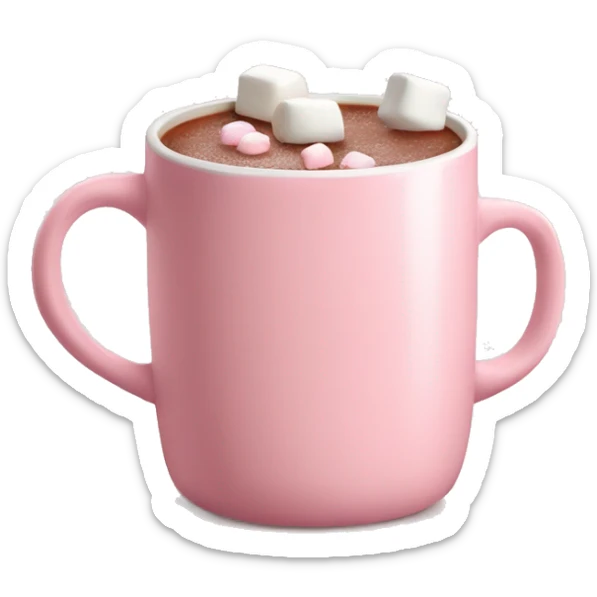 Light Pink mug of hot chocolate with marshmallows  sticker