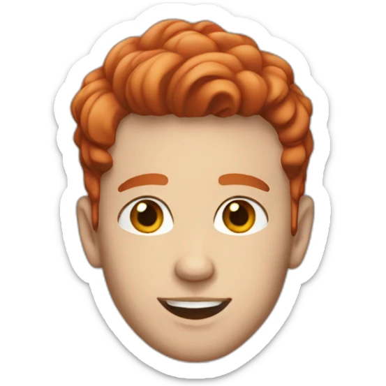 white young man in jean jacket and white t-shirt with short red hair sticker