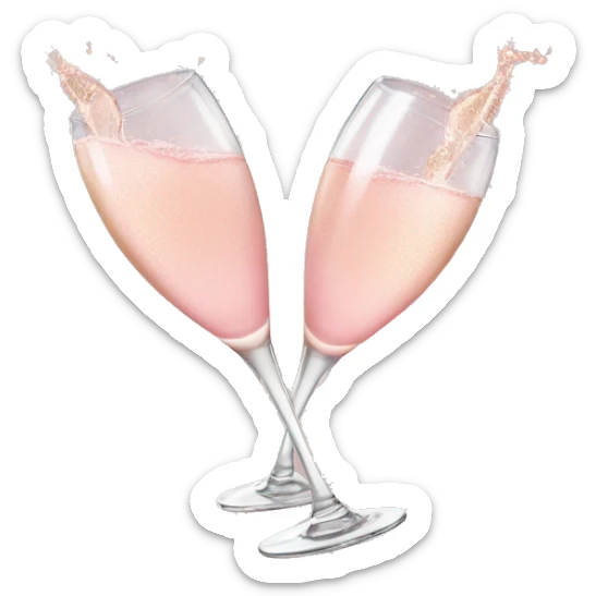 glasses of pastel pink champagne are smashing against each other sticker
