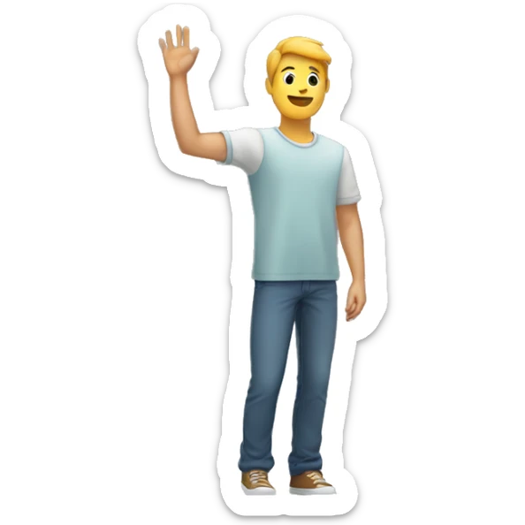 Man raising his arm up to the sky at an angle with his palm open and straight  sticker