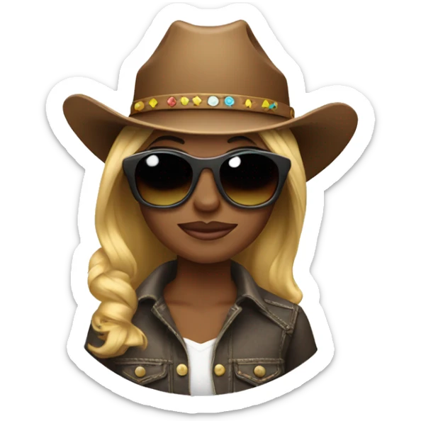 Cowgirl with sunglasses with highlights in hair sticker