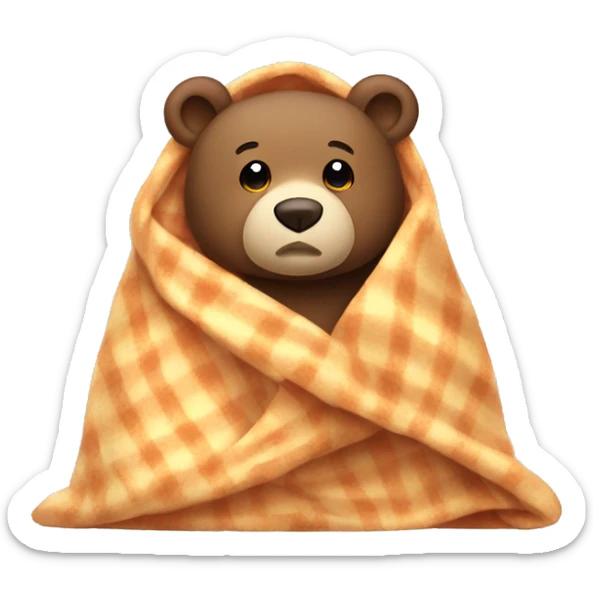 bear cozy in blanket sticker