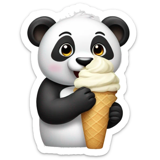 Panda eating ice cream sticker