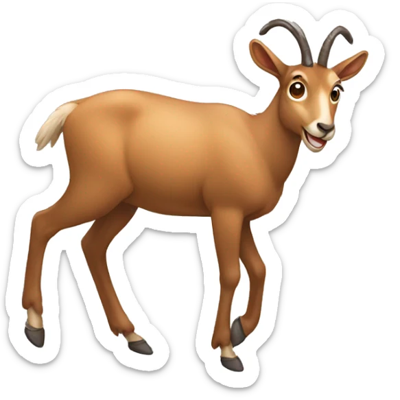 happy smiling brown chamois pointing to the left side with his hoof sticker