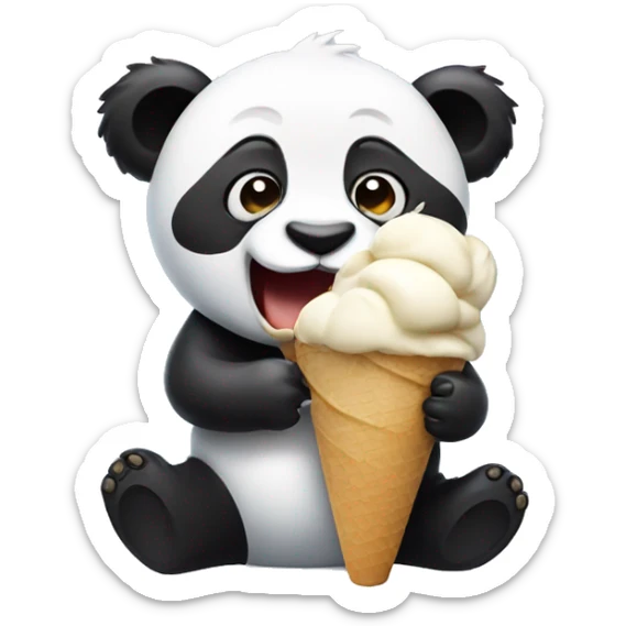 Panda eating ice cream sticker