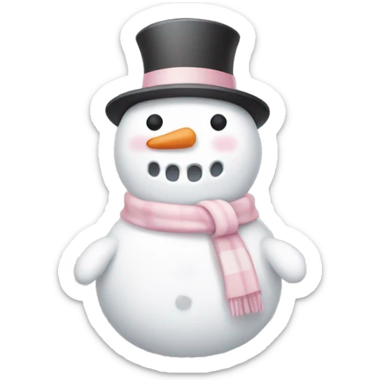 Cute white and light pink snowman sticker