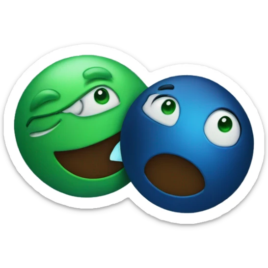 A blue planet and a green planet in the sky, and they are arguing with each other. sticker
