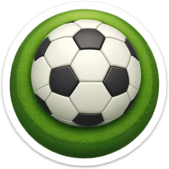 Cinematic Realistic image of a soccer ball resting on a lush, manicured field, rendered with detailed panel textures and crisp stitching, bathed in soft, natural lighting that highlights its timeless athletic appeal sticker