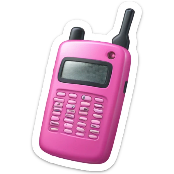 pink walkie talkie with pink keyboard and pink antenna sticker