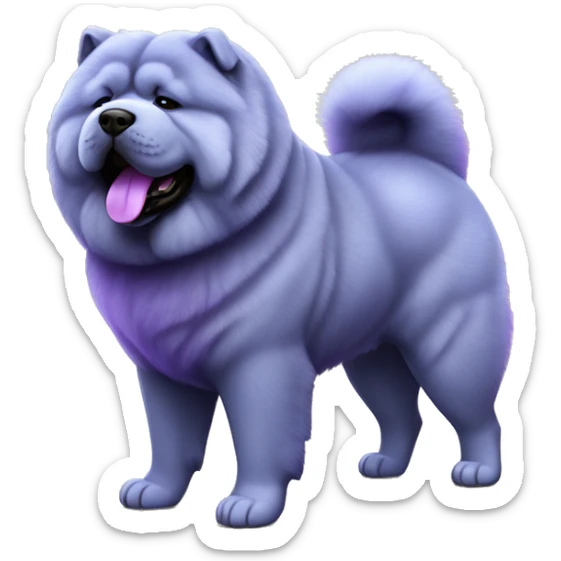 Full body blue Chow chow with purple tongue, photorealistic 4k sticker