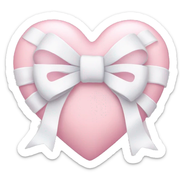 Pastel pink heart with white bow sticker