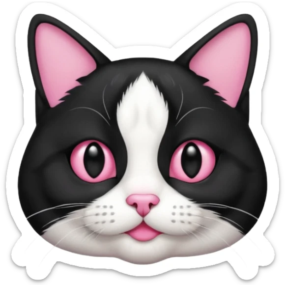 A tuxedo cat, not wearing tuxedo, top half body, a black mark near his mouth under the nose sticker