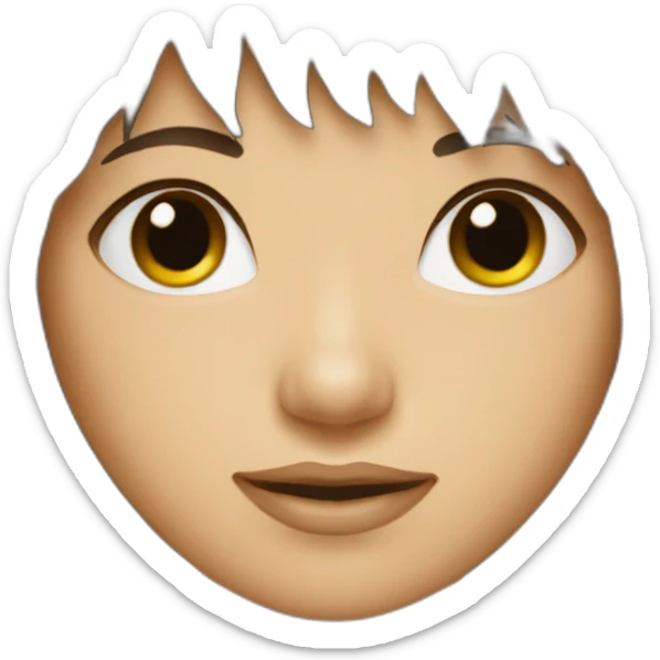 dark-brown-long-hair-fringe-girl-with-black -eyes Download emoji sticker