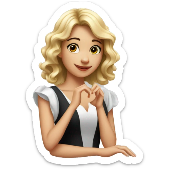 Extremely beautiful young pianist woman who makes heart shapes with her fingers sticker