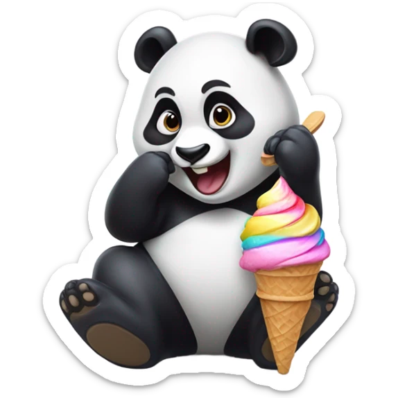 Panda eating ice cream sticker
