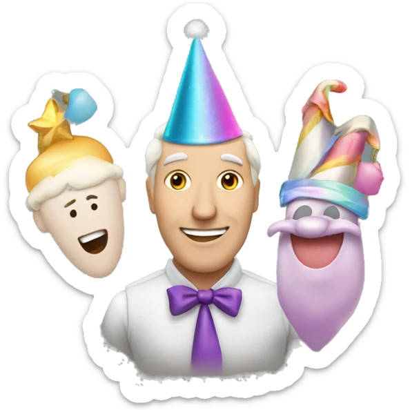 Een gezicht met feest met een eenhoorn met een lach en met een snor sticker