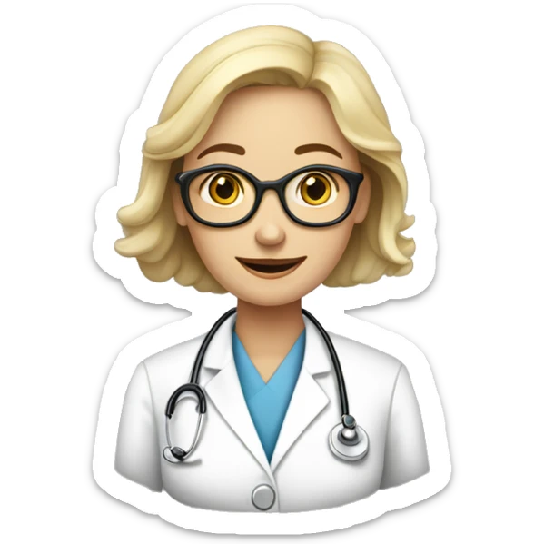 Dessine moi une image humoristique d'un docteur femme tres professionel  sticker