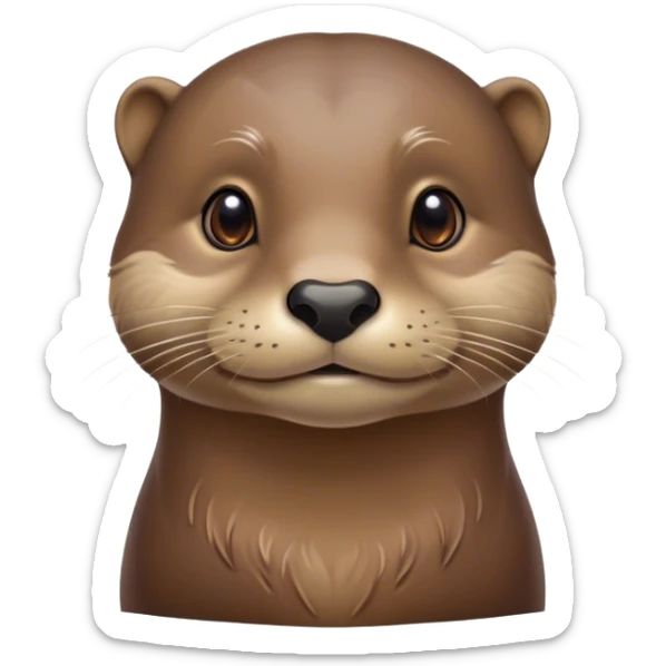 Cinematic Noble Otter Portrait Emoji, Poised and regal, with a sleek, streamlined build and a luxuriously smooth, well-groomed Fur of rich brown, deep-set soulful dark eyes, Simplified yet sharp and sophisticated features, highly detailed, glowing with a soft, dignified glow, high shine, intelligent and playful, stylized with an air of aquatic charm, focused and attentive, soft glowing outline, capturing the essence of a watchful and confident water-dweller, so majestic it feels as though it could glide out of the screen with effortless authority! sticker
