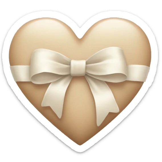 white heart with beige bow sticker