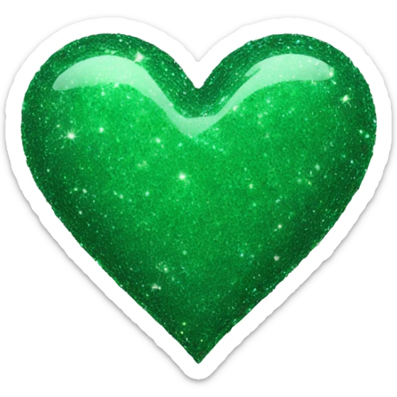 glitter green heart sticker
