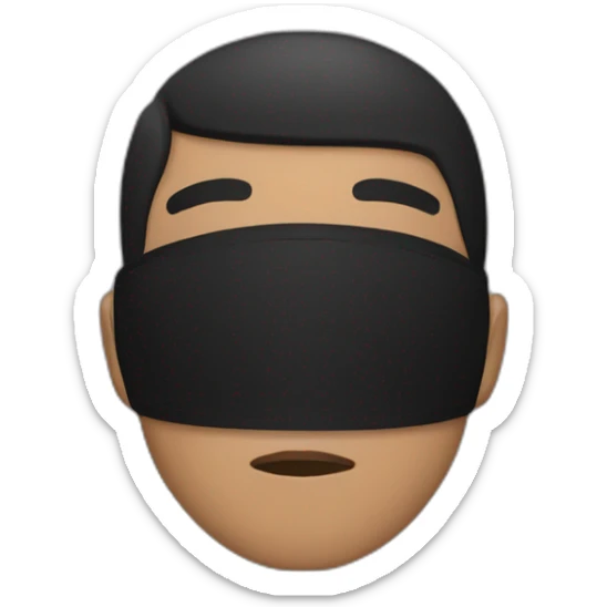 A person with light brown skin and black hair wearing a black mask  sticker