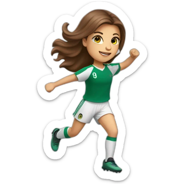 Full body caucasian girl with long Brown hair doing Cristiano ronaldo celebration sticker