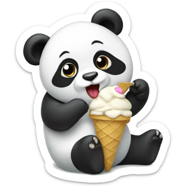 Panda eating ice cream sticker