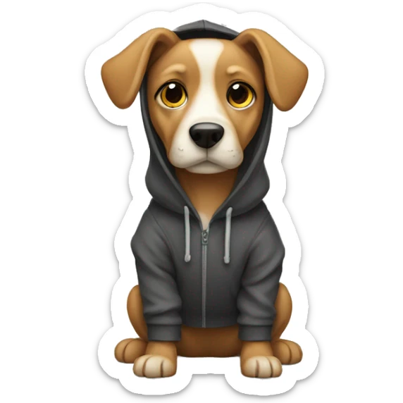 Dog wearing hooodie sticker