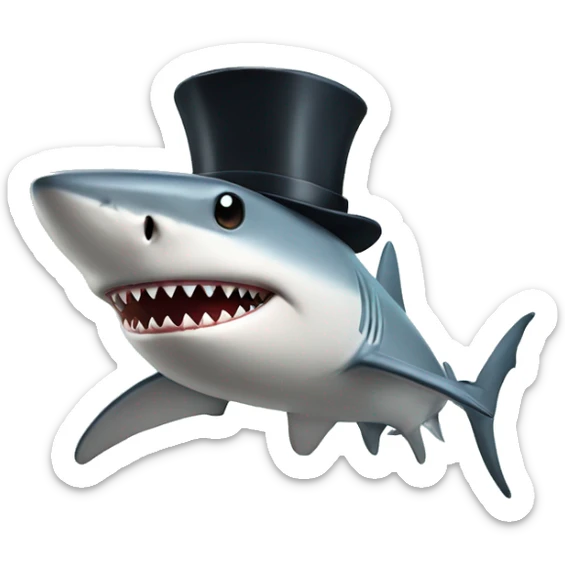 Shark with a top hat sticker