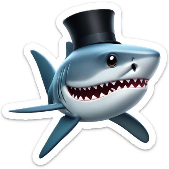 Shark with a top hat sticker