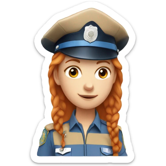 face of ginger girl police officer teen cute blue uniform   sticker