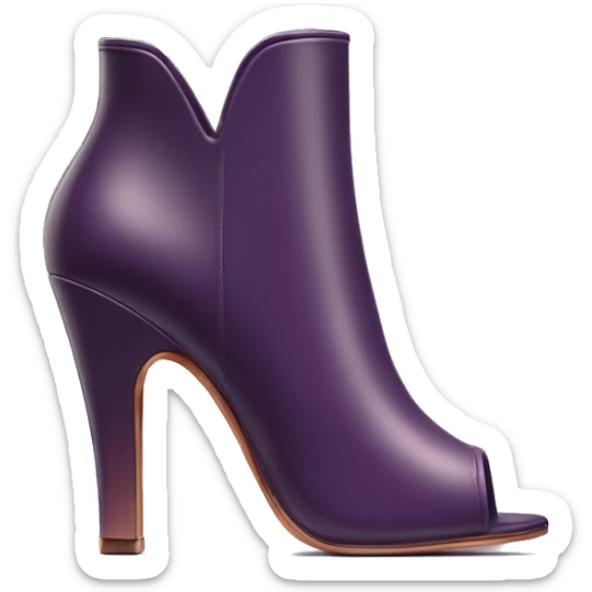 Realistic Isolated pair of dark purple to light purple with rose gold front facing peep toe ankle bootie boots.  sticker