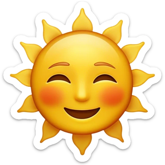 Cinematic Realistic Sunshine Emoji, Warm and golden, with soft rays of light streaming down from a bright, glowing sun. The golden hue bathes the world in warmth, uplifting the spirit and bringing a sense of joy and radiance. Soft glowing outline, capturing the essence of happiness, warmth, and light in a beautiful sunny day! sticker